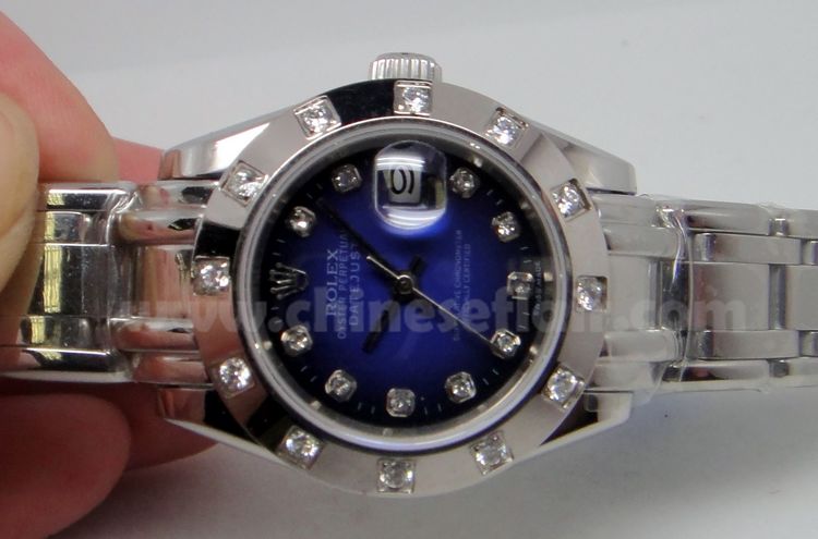 Rolex Masterpiece Stainless Steel 10Point Diamond Blue Dial
